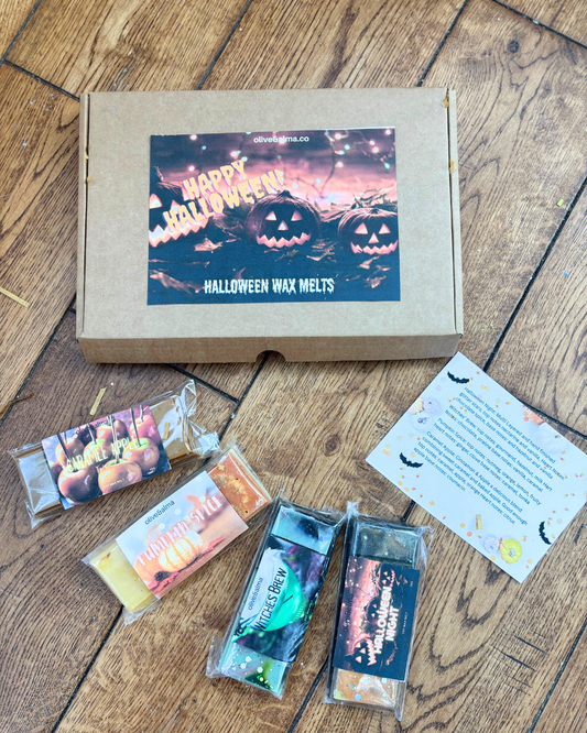 Halloween collection 4x 50g snap bars to choose from, vegan, natural, strong scent throw, eco, sustainable. Personalised letterbox gift