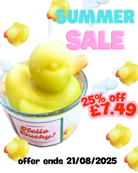 Hello Ducky container candle with lid, quirky customised gift, bubble bath scent,unique gift fun candle