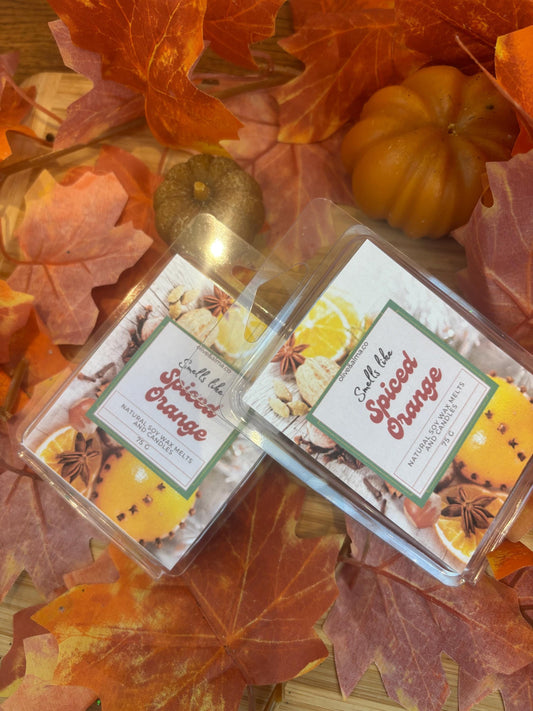 Orange Cinnamon Spice Wax Melt: 75g Vegan Soy Wax, Hand Finished
