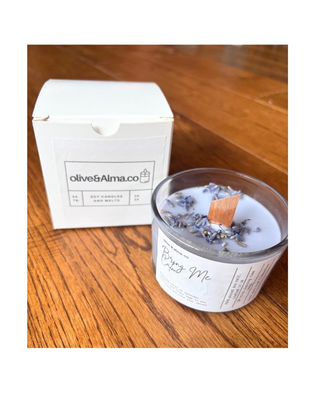 crackling wick manifestation container candle bamboo lid, lavender, boho, apothecary style, natural, personalised gift, handcrafted