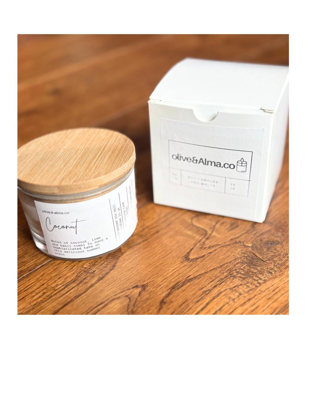 Container candle coconut scent with lid ,boho, gift, apothecary style, natural, customised gift, unique gift