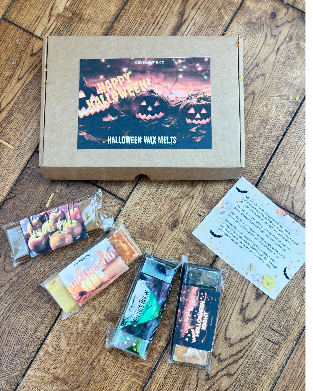 Halloween collection 4x 50g snap bars to choose from, vegan, natural, strong scent throw, eco, sustainable. Personalised letterbox gift