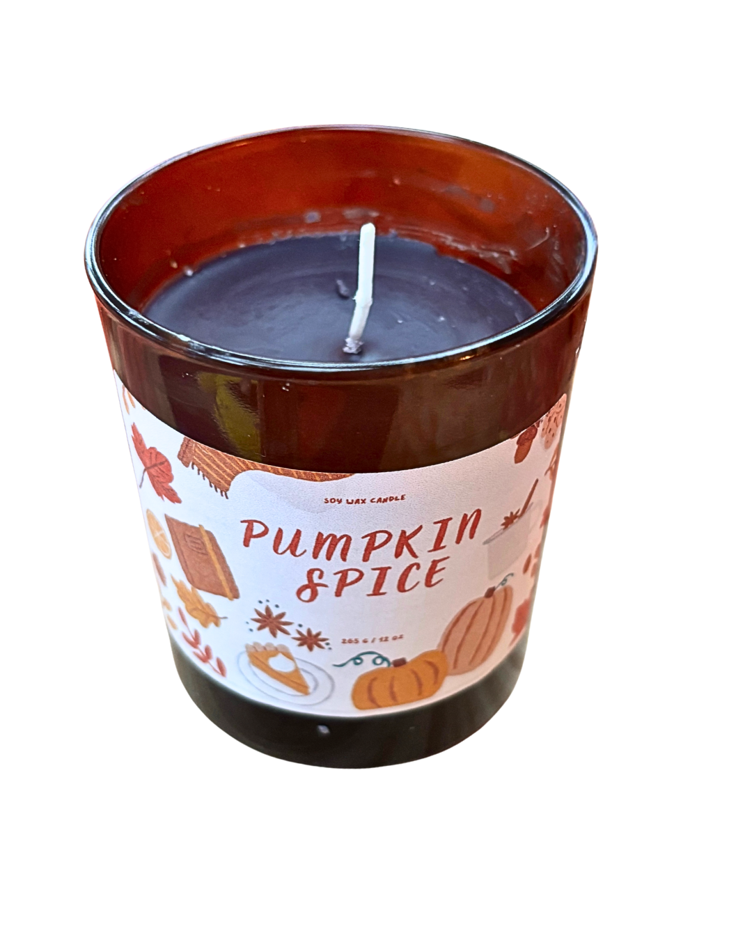 pumpkin spice container candle in amber jar