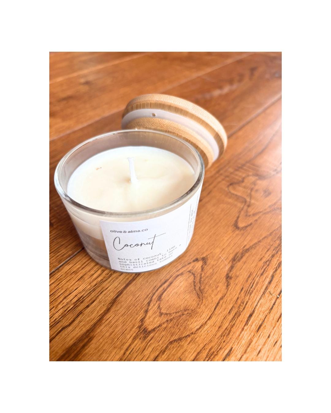Container candle Fresh cut grass scent with lid ,boho, gift, apothecary style, natural, customised gift, unique gift