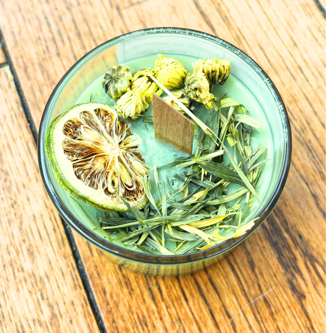 crackling wick container candle bamboo lid, Chai Matcha latte, boho, apothecary style, natural, personalised, unique gift, handcrafted