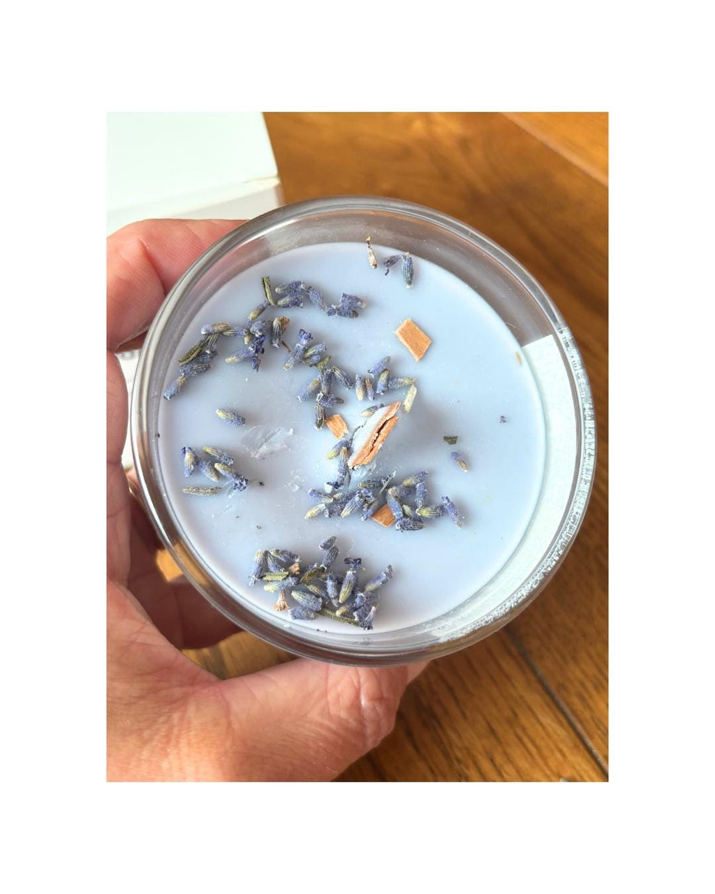 crackling wick manifestation container candle bamboo lid, lavender, boho, apothecary style, natural, personalised gift, handcrafted