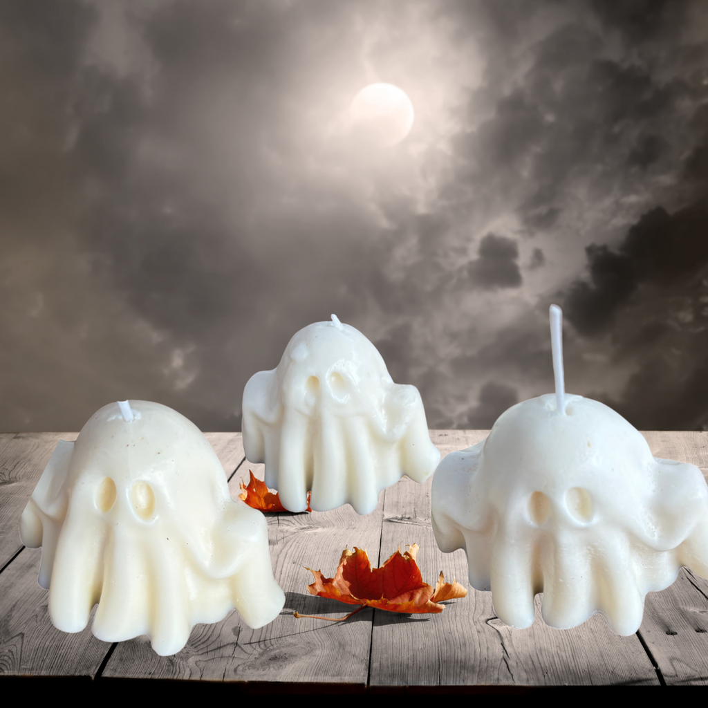 3 x cute ghost candles, various scents, Autumn Decoration | Fall halloween candle