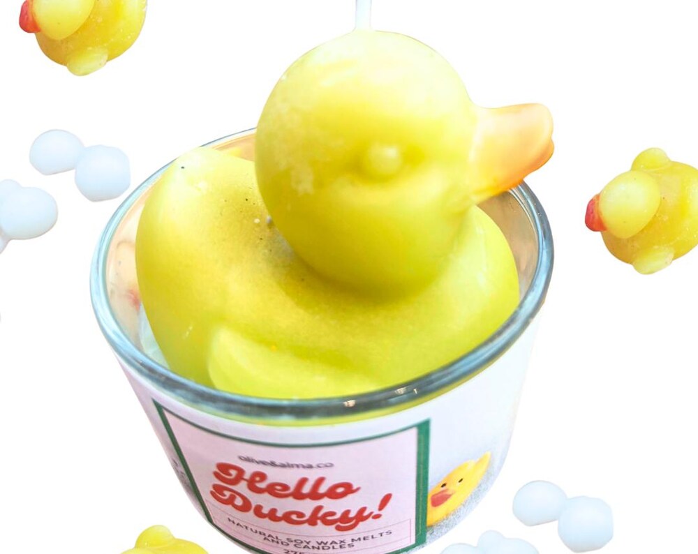 Ducky Container Candle: Bubble Bath Scented Soy Wax - Quirky Gift