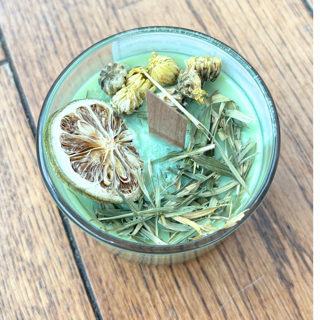 crackling wick container candle bamboo lid, Chai Matcha latte, boho, apothecary style, natural, personalised, unique gift, handcrafted