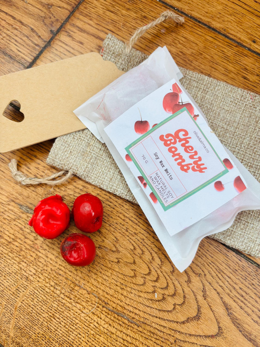 Cherry wax melts 9 highly fragranced Mini  botanical wax melts, long-lasting melts, unstoppable melts, sweet cherry fragrance letterbox gift