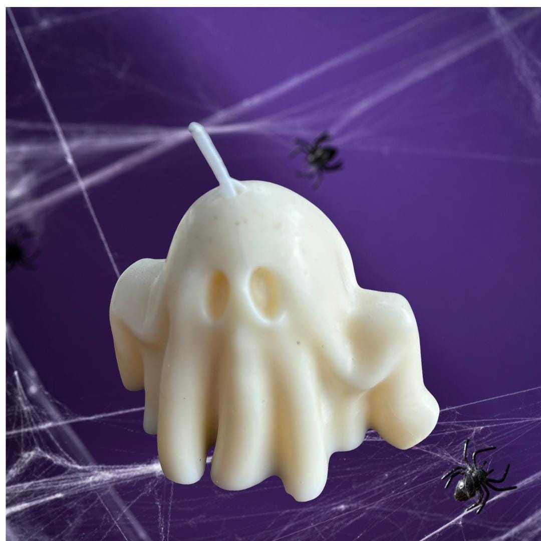 1 x Handmade Ghost Candle: Halloween Autumn Decor, Various Scents