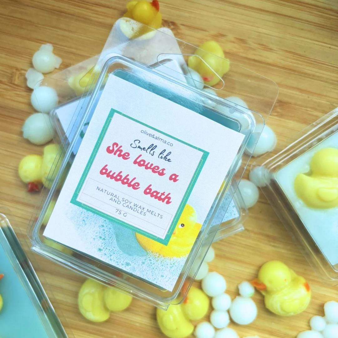 Bubble Bath Scented Wax Melt: 75g Vegan Soy Wax, Hand Finished