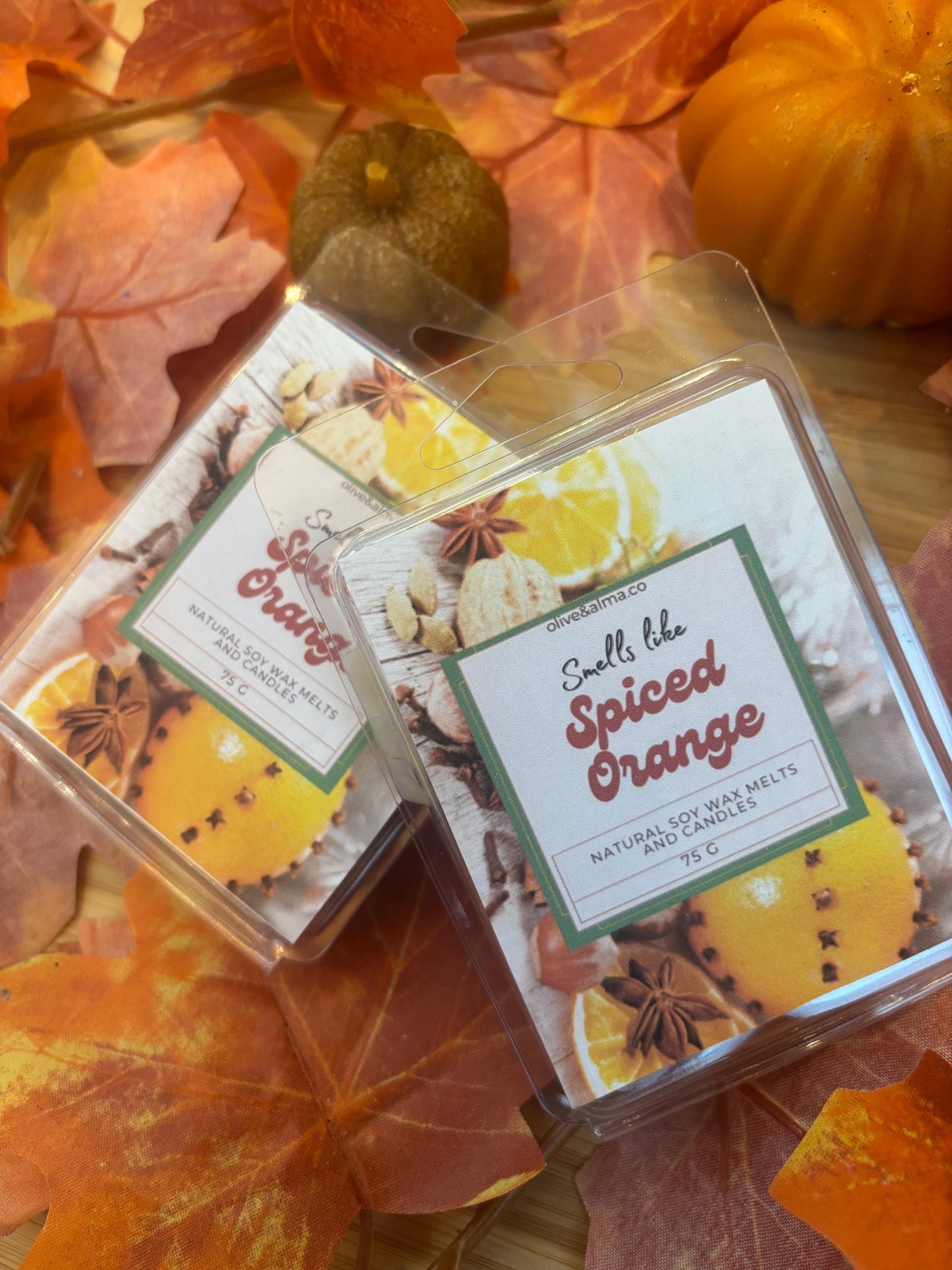Orange Cinnamon Spice Wax Melt: 75g Vegan Soy Wax, Hand Finished