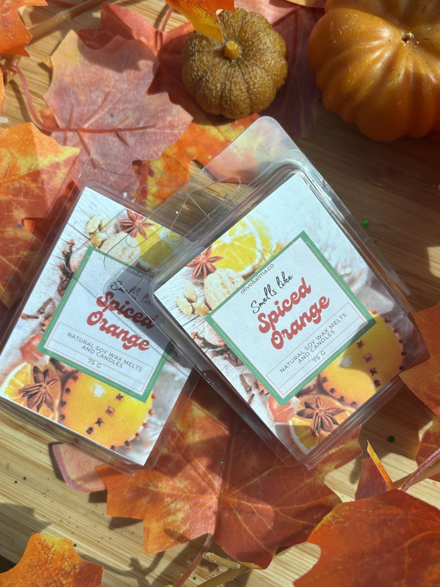 Orange Cinnamon Spice Wax Melt: 75g Vegan Soy Wax, Hand Finished