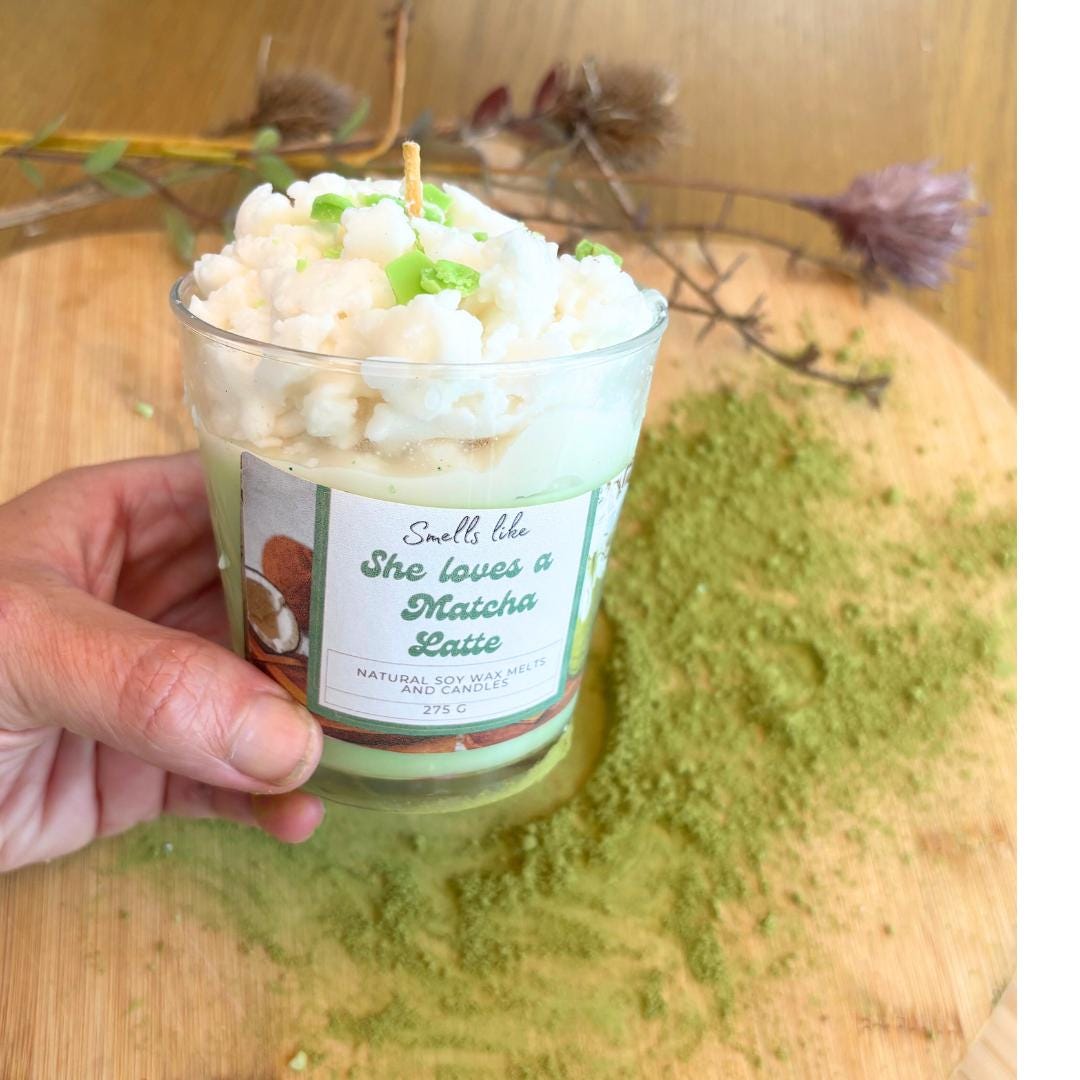 Matcha Latte Soy Candle: Vegan Tea Scent, Hand-Poured in UK