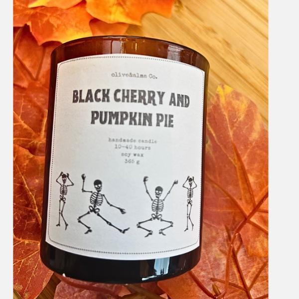 Black Cherry and Pumpkin Pie soy wax container candle, Halloween candle, Halloween gift