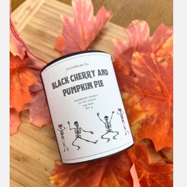 Black Cherry and Pumpkin Pie soy wax container candle, Halloween candle, Halloween gift