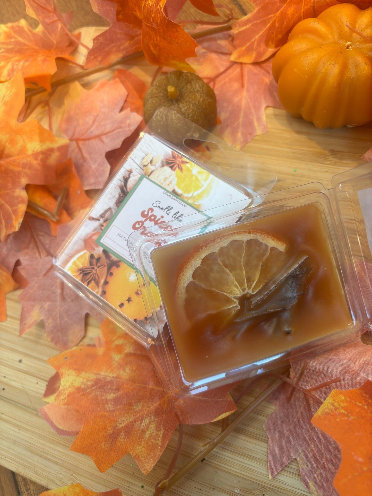 Orange Cinnamon Spice Wax Melt: 75g Vegan Soy Wax, Hand Finished