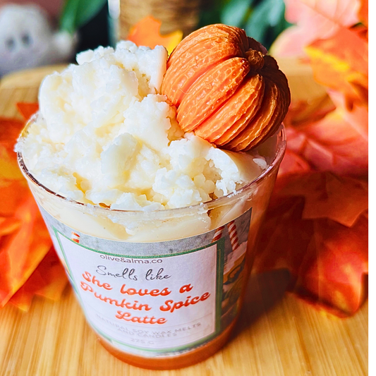 pumpkin spice latte soy wax container candle, Halloween candle, coffee candle