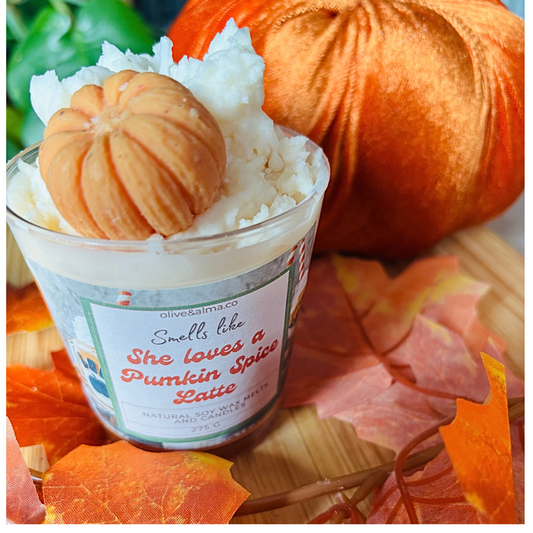 pumpkin spice latte soy wax container candle, Halloween candle, coffee candle
